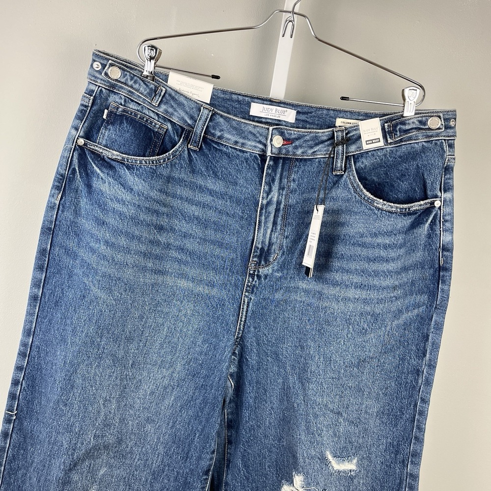 Judy Blue Jeans Womens 22W High Waist Column Straight Distressed Denim NWT